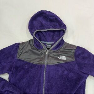 North Face Denali hooded Fleece jacket Sweatshirt Girls Purple size M 10/12